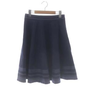エリザ ELISA ステッチ フレアスカート 膝丈 フレア 2 紺 水色  