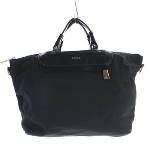 フルラ FURLA ナイロン ハンドバッグ 切替 ロゴ 黒 ブラック /SR20 