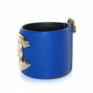 シャネル CHANEL ココマーク ブレスレット バングル レザー B18 青