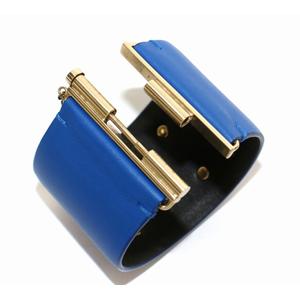 シャネル CHANEL ココマーク ブレスレット バングル レザー B18 青