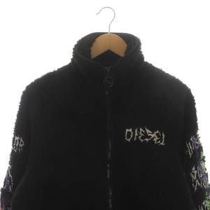 ディーゼル DIESEL ボアブルゾン ジャケット ジップアップ 刺繍 S 黒 