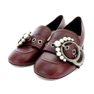 ミュウミュウ miumiu ローファー チャンキーヒール パール 37 24cm 