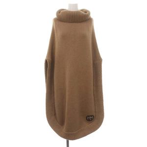 グッチ GUCCI GGロゴ タートルネック キャメル ニット ケープ ポンチョ 
