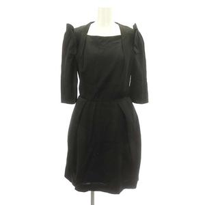 カルヴェン CARVEN フリルタックデザインサテンワンピース ひざ丈 七分  