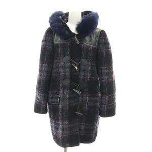 カオン Kaon フォックスファー ウール チェック ダッフルコート  
