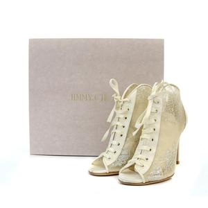ジミーチュウ JIMMY CHOO FREYA 100 ブーティ オープントゥ レース 35 