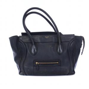 セリーヌ ラゲージ ファントム ハンド トートバッグ ロゴ レザー ネイビー セリーヌ ラゲージ ファントム ハンド トートバッグ ロゴ レザー