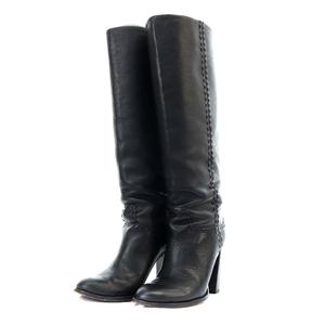 TORYBURCHトリーバーチロングブーツレザーロゴ黒24相当