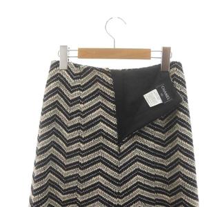 シャネル CHANEL 02A ツイードスカート フレア ミディ ひざ丈 ウール混 
