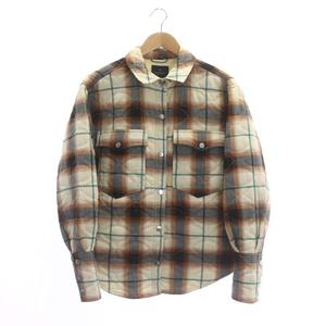 スコッチ&ソーダ SCOTCH & SODA キルティング チェック ジャケット ステンカラー S アイボリー オレンジ /AT ■OS メンズ