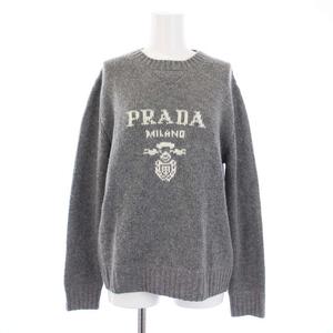 PRADA グレー Vネックニットセーター PRADA(プラダ) V-neck cashmere sweater カシミヤアーガイル