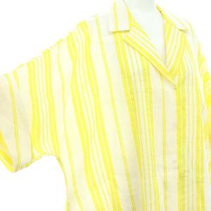 エブール ebure 23SS カラーストライプリネン シャツワンピース ロング 