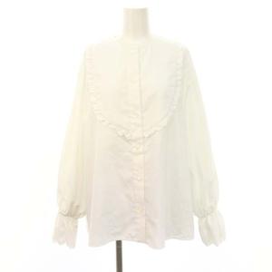 ヨリ yori 22AW スカラップカットワークブラウス ノーカラー 長袖 F 白 