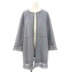 ザラ ZARA ノーカラー コート フェイクスウェード ミドル丈