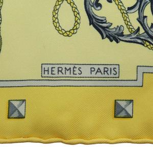 エルメス カレ45 プチカレ ガヴロッシュ 香水瓶 レディース スカーフ 黄色 HERMES - エルメス カレ45 importe flacon 香水瓶 スカーフ 黄色