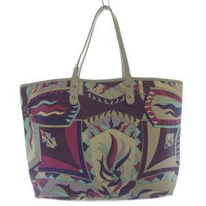 エミリオプッチ EMILIO PUCCI 総柄 トートバッグ ハンドバッグ 紫 パープル ベージュ /SR31 レディース