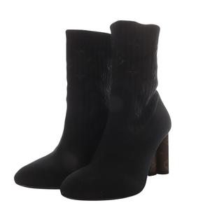 ルイヴィトン LOUIS VUITTON シルエット アンクルブーツ モノグラム ニットブーツ チャンキーヒール 39 ブラック 1A8557 /YO20 レディース