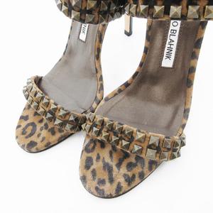 マノロブラニク MANOLO BLAHNIK サンダル レオパード柄 スタッズ