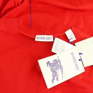 未使用品 バーバリー BURBERRY 8082746 ラムウールニット セーター 長袖 薄手 S レッド /ES ■OS ■SH レディース