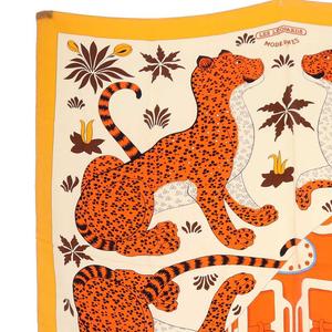 エルメス HERMES les leopards modernes スカーフ 総柄 オレンジ カレ90 /SR6 ■OH レディース