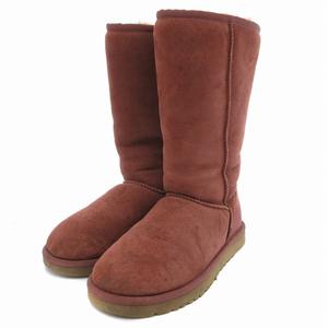 アグ UGG ムートンブーツ ショート ボア スエード 23cm 赤 レッド /JS レディース