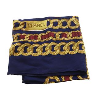 シャネル CHANEL 31 RUE CAMBON シルクスカーフ 総柄 紺 ネイビー /SR26 ■OH レディース