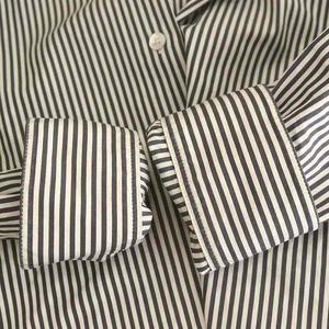 セオリー Theory 23AW DOWNING BAR NEW STRAIGHT SH ストライプシャツ 長袖 S ダークネイビー ホワイト /DF ■OS レディース セオリー Theory 23AW DOWNING BAR NEW STRAIGHT SH ストライプ