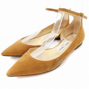 ジミーチュウ JIMMY CHOO パンプス ストラップ ポインテッドトゥ ローヒール 34.5 21.5cm 茶 ブラウン /OU レディース