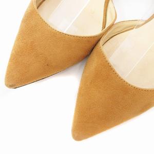 ジミーチュウ JIMMY CHOO パンプス ストラップ ポインテッドトゥ ローヒール 34.5 21.5cm 茶 ブラウン /OU レディース