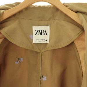 ザラ ZARA フラワー刺繍 トレンチコート ロング XS ベージュ /HK ■OS レディース