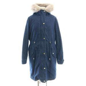 エミリアウィズ EmiriaWiz ファー付き デニムモッズコート フード S 青 グレー /MI ■OS レディース