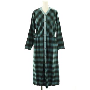 ブルーブルー BLUE BLUE ARIGATO チェック シャツワンピース ミモレ ロング S 青 ブルー /AT ■OS レディース