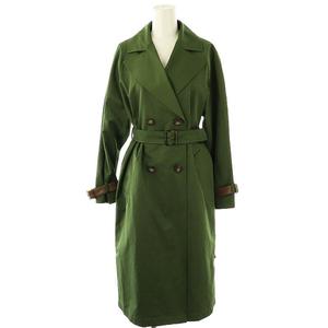 マックスマーラステュディオ Max Mara Studio ツイルスプリングトレンチコート ロング 34 グリーン /HK ■OS レディース