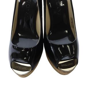 ジミーチュウ JIMMY CHOO PRAISE パテントレザー ウェッジソール コルク サンダル ストラップ 35 黒 ブラック /SR37 レディース
