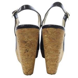 ジミーチュウ JIMMY CHOO PRAISE パテントレザー ウェッジソール コルク サンダル ストラップ 35 黒 ブラック /SR37 レディース
