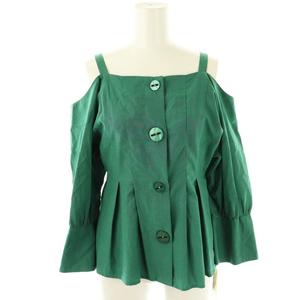 未使用品 スナイデル SNIDEL 肩ひも付きオフショルブラウス 七分袖 F グリーン /HK ■OS レディース