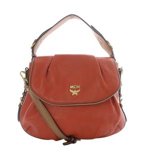 エムシーエム MCM ハンドバッグ ワンハンドル ショルダーバッグ 2way 斜め掛け レザー オレンジ /YO18 レディース