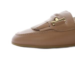 トッズ TOD'S ダブルT フリンジ ローファー レザー 37.5 茶色 ブラウン
