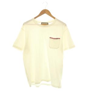 グッチ GUCCI 673710 GG刺繍 ポケット Tシャツ カットソー 半袖 M オフホワイト /ES ■OS ■AD メンズ