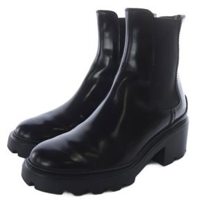 トッズ TOD'S レザー アンクルブーツ ショートブーツ 37 黒 ブラック