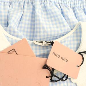 未使用品 ミュウミュウ miumiu 襟付き ギンガムチェック クロップド 