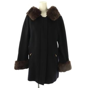 エフデ ef-de ファー付き ウール ショートコート アウター 9 ネイビー /DF ■OS レディース