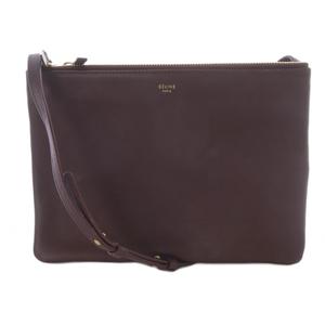 セリーヌ CELINE フィービー期 トリオ ラージ ショルダーバッグ ロゴ レザー エンジ /SR ■OH レディース