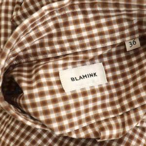 ブラミンク BLAMINK コットンチェックレギュラーシャツ 長袖 36 