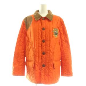 ラルフローレン RALPH LAUREN コーデュロイ襟 エンブレム パディングジャケット 中綿ジャケット 7f オレンジ /DF ■OS レディース