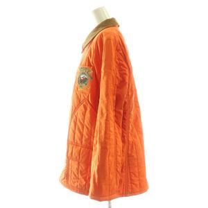 ラルフローレン RALPH LAUREN コーデュロイ襟 エンブレム パディングジャケット 中綿ジャケット 7f オレンジ /DF ■OS レディース