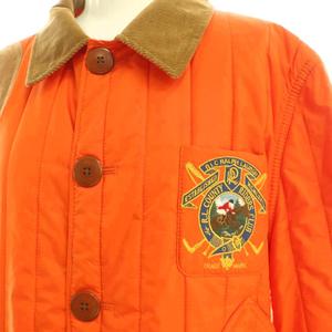 ラルフローレン RALPH LAUREN コーデュロイ襟 エンブレム パディングジャケット 中綿ジャケット 7f オレンジ /DF ■OS レディース