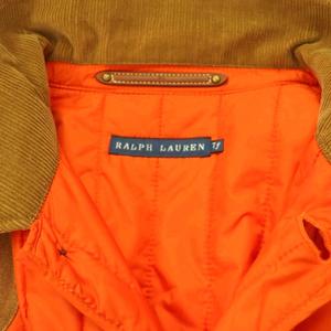 ラルフローレン RALPH LAUREN コーデュロイ襟 エンブレム パディングジャケット 中綿ジャケット 7f オレンジ /DF ■OS レディース