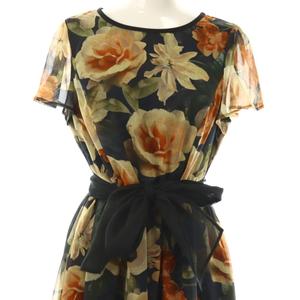 美品✨エムズグレイシー 25年製 フラワープリントシフォンワンピース ドレス エムズグレイシー M'S GRACY 25年製 フラワープリントシフォン