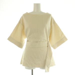 チノ CINOH リネンシルクブラウス 五分袖 オーバーサイズ プルオーバー ベルト 36 アイボリー /MY ■OS レディース